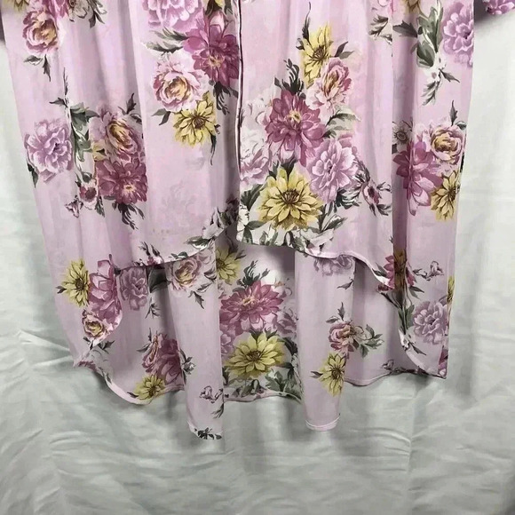 Torrid lexi chiffon hi-lo tunic blouse size 0 pink floral lightweight casual - Picture 2 of 5